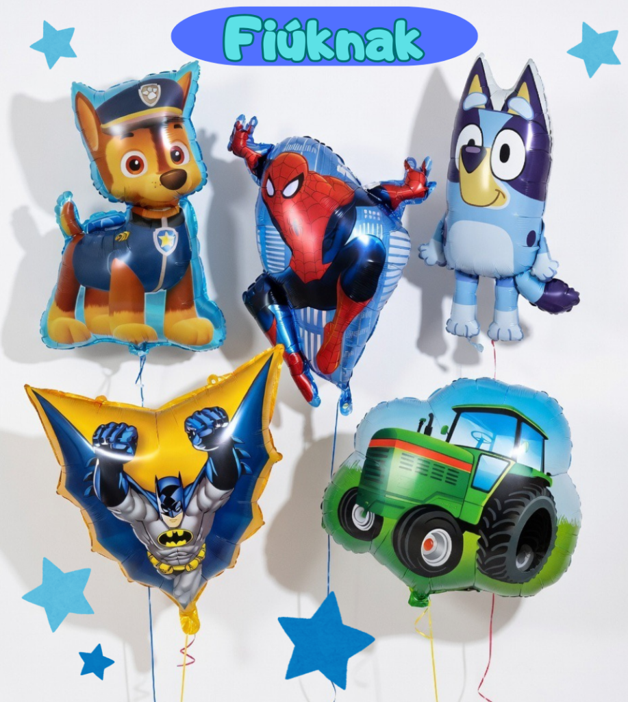 Lufik, fiúk, fiúknak, lufiszett, luficsokor, dekor, szülinap, fiús lufik