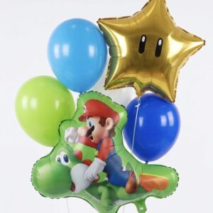 Super Mario fólia luficsokor gumilufikkal születésnapra.