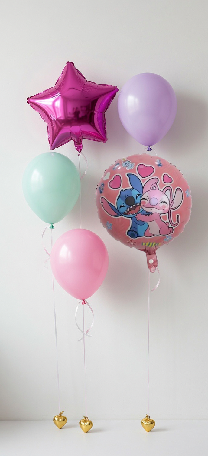 Stitch fólia luficsokor gumilufikkal születésnapra.