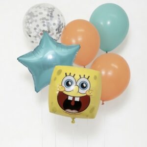 Spongyabob luficsokor fólia és gumi lufikkal gyerekeknek születésnapra.