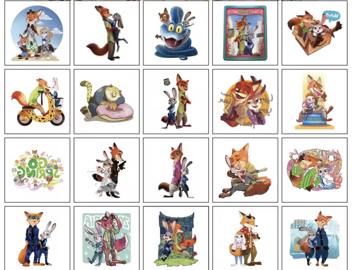 Zootropolis Nick róka és Judy nyúl lemosható ideiglenes vizes tetoválás gyerekeknek.