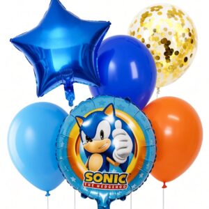 Sonic fólia luficsokor fiúknak szülinapra. héliummal és levegővel tölthető fólia lufiszett.