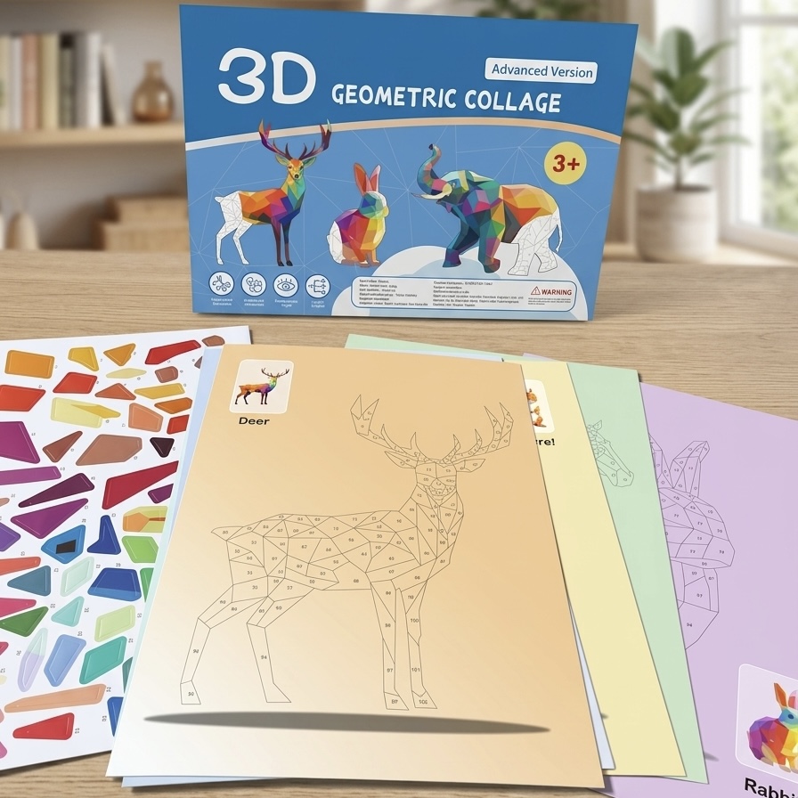 3D Matricás Geometriai Puzzle - Állatmintás ügyességi és koncentrációs játék gyerekeknek.